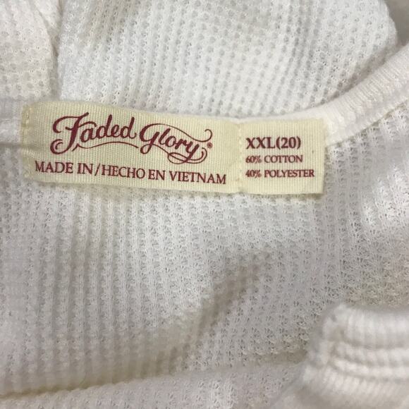 Faded Glory Cream Waffle Pattern V-Neck Long Sleeve XXL (20) - Picture 3 of 5